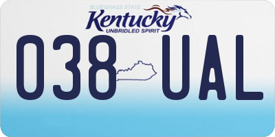KY license plate 038UAL