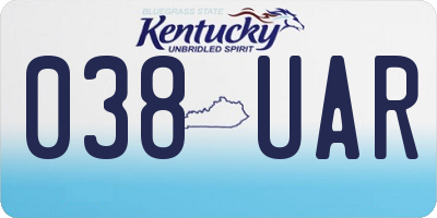 KY license plate 038UAR