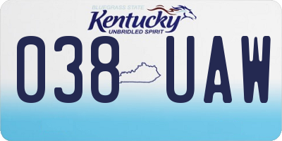 KY license plate 038UAW