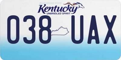 KY license plate 038UAX