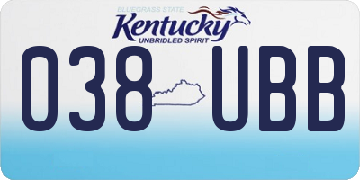 KY license plate 038UBB