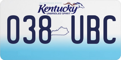 KY license plate 038UBC