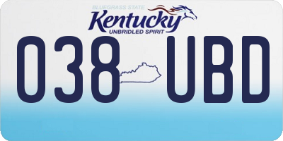 KY license plate 038UBD