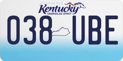 KY license plate 038UBE