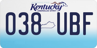 KY license plate 038UBF