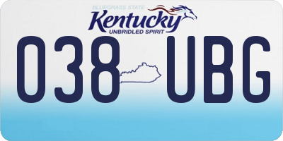 KY license plate 038UBG