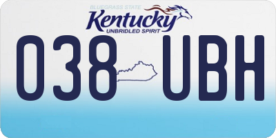 KY license plate 038UBH