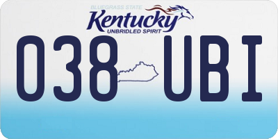 KY license plate 038UBI