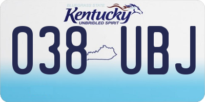 KY license plate 038UBJ