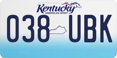 KY license plate 038UBK