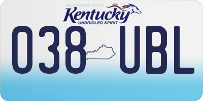 KY license plate 038UBL