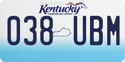 KY license plate 038UBM
