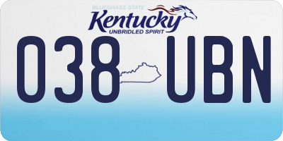 KY license plate 038UBN
