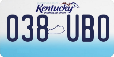 KY license plate 038UBO