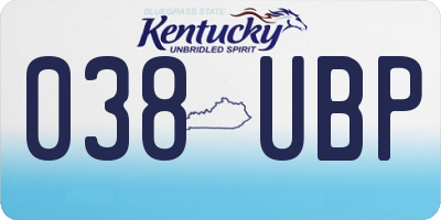KY license plate 038UBP