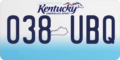 KY license plate 038UBQ