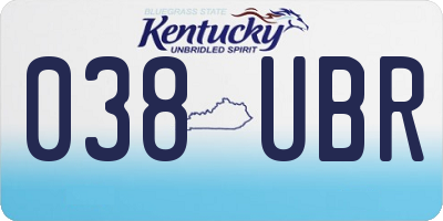 KY license plate 038UBR