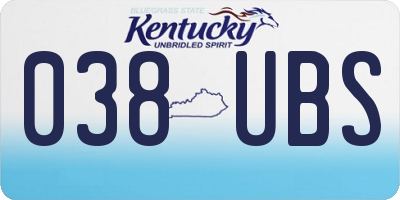 KY license plate 038UBS