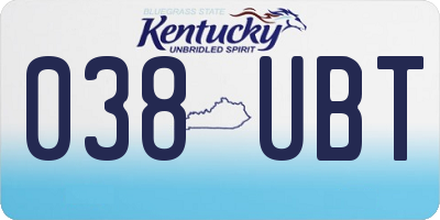 KY license plate 038UBT