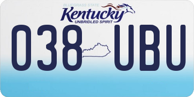 KY license plate 038UBU