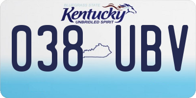 KY license plate 038UBV
