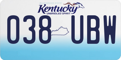 KY license plate 038UBW