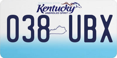KY license plate 038UBX