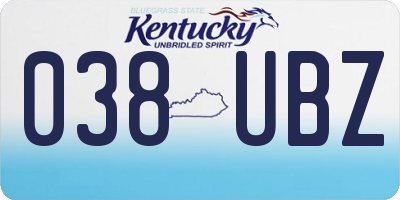 KY license plate 038UBZ