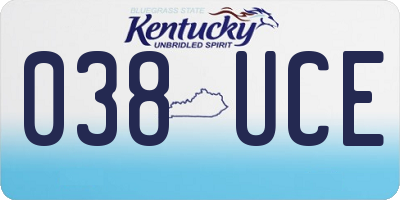 KY license plate 038UCE