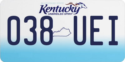 KY license plate 038UEI