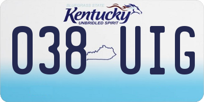KY license plate 038UIG