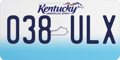 KY license plate 038ULX