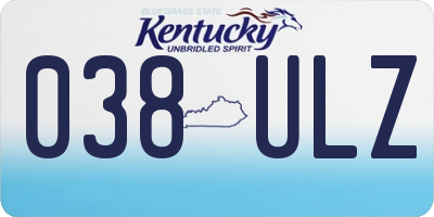 KY license plate 038ULZ