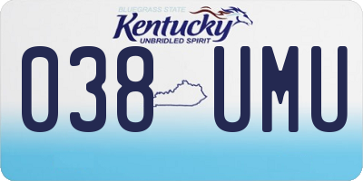 KY license plate 038UMU