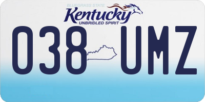 KY license plate 038UMZ