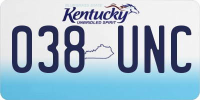 KY license plate 038UNC