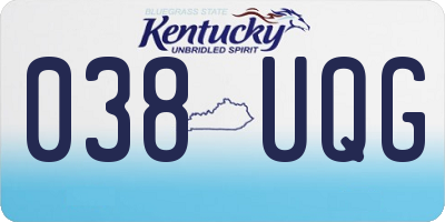KY license plate 038UQG
