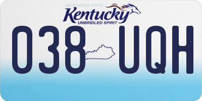 KY license plate 038UQH
