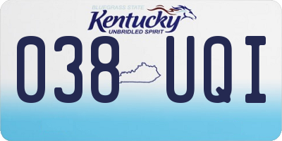 KY license plate 038UQI