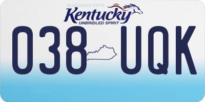 KY license plate 038UQK