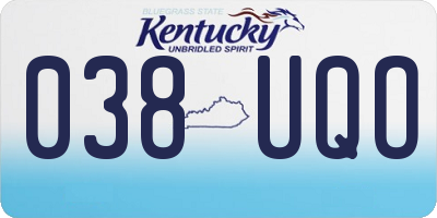 KY license plate 038UQO