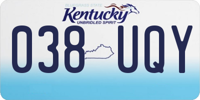 KY license plate 038UQY