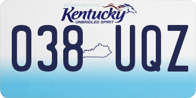 KY license plate 038UQZ