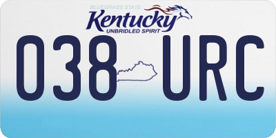 KY license plate 038URC