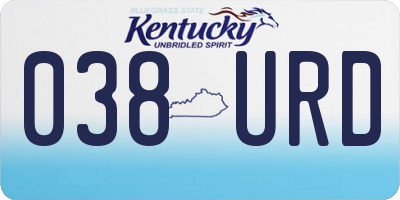 KY license plate 038URD