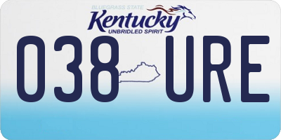 KY license plate 038URE