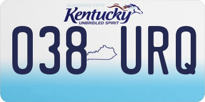 KY license plate 038URQ