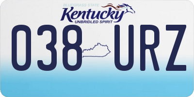 KY license plate 038URZ
