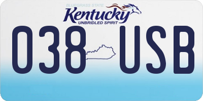 KY license plate 038USB