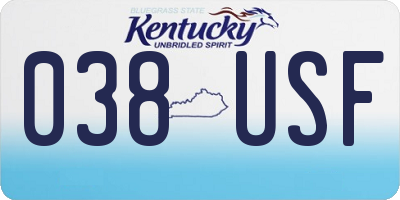 KY license plate 038USF